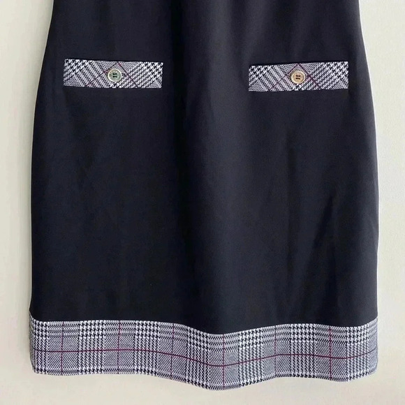 TOMMY HILFIGER Black Zippered Short Sleeve Crew Neck Mini Evening Sheath Dress - Picture 6 of 15
